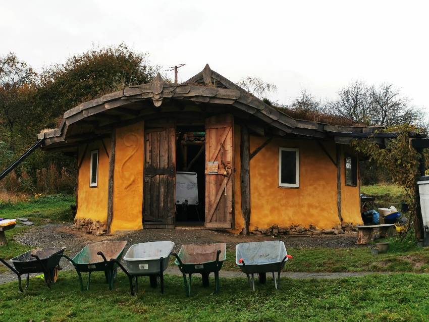 The completed re-lime washed exterior of the building